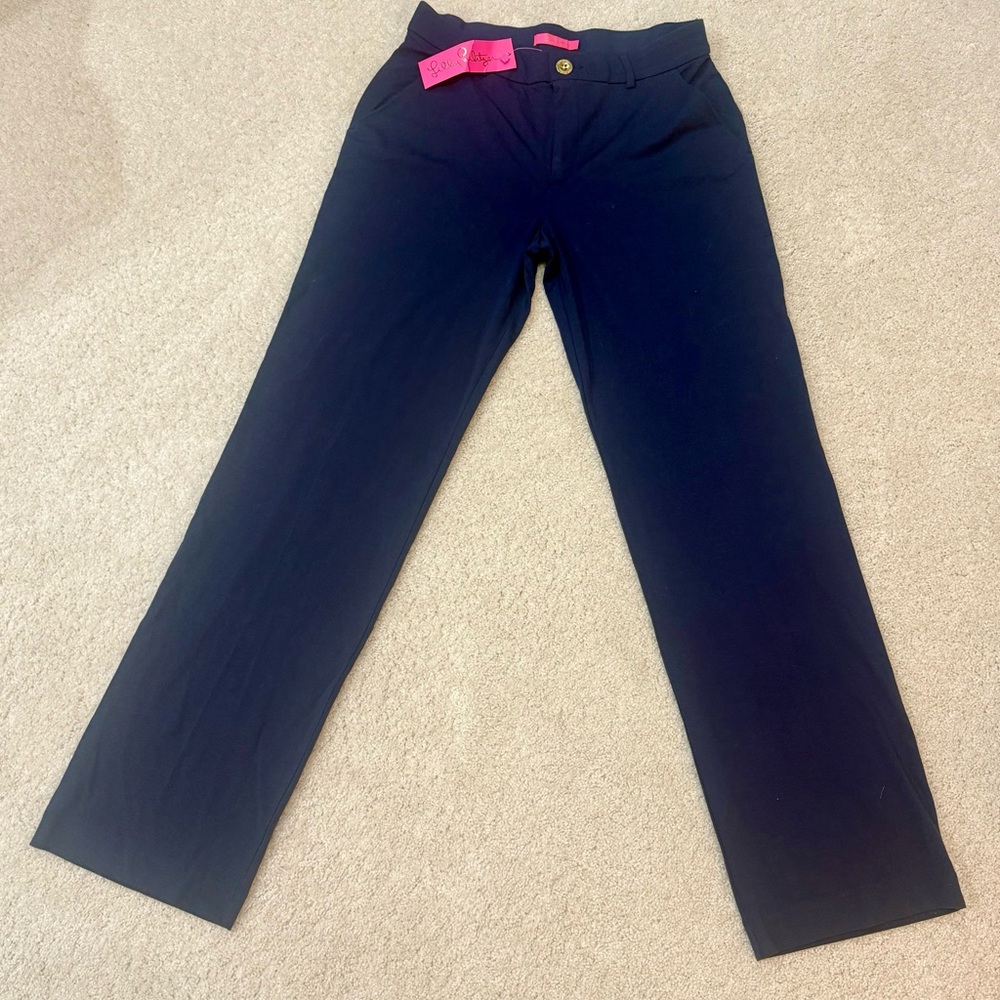 Lilly Pulitzer Navy Blue Lyndie pants, Straight-Leg. Ultra soft & comfortable!